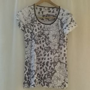Lavish women's white and black floral blouse